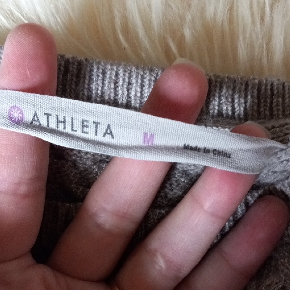 Athleta Thermal Honeycomb Merino Wool Blend Sweater sz M - Picture 4 of 5